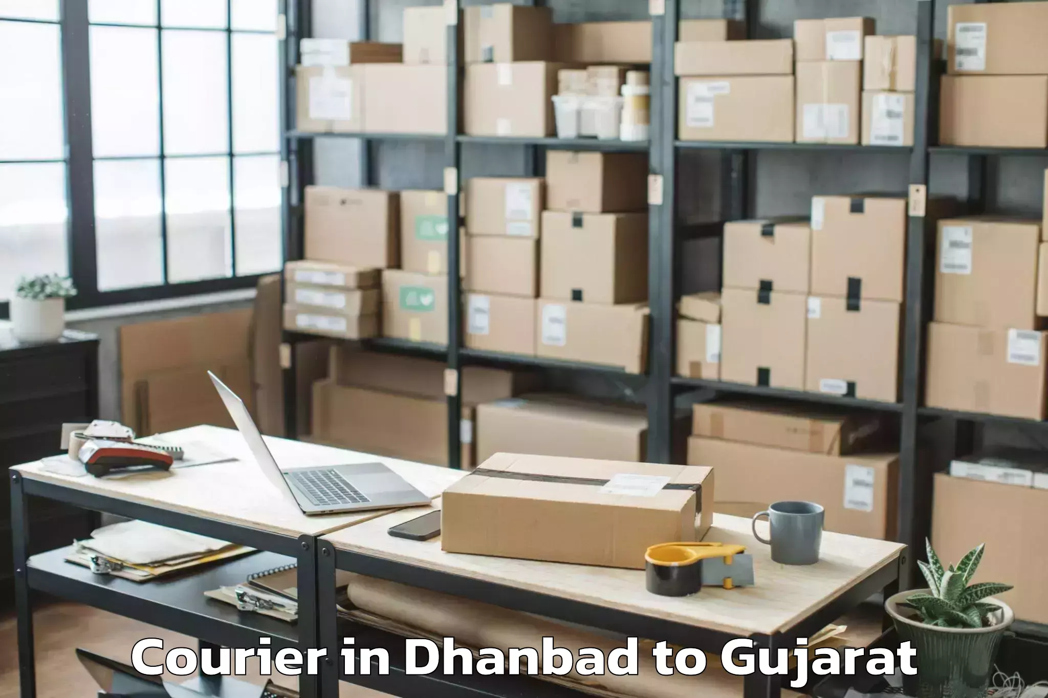 Professional Dhanbad to Kadi Sarva Vishwavidyalaya Gan Courier